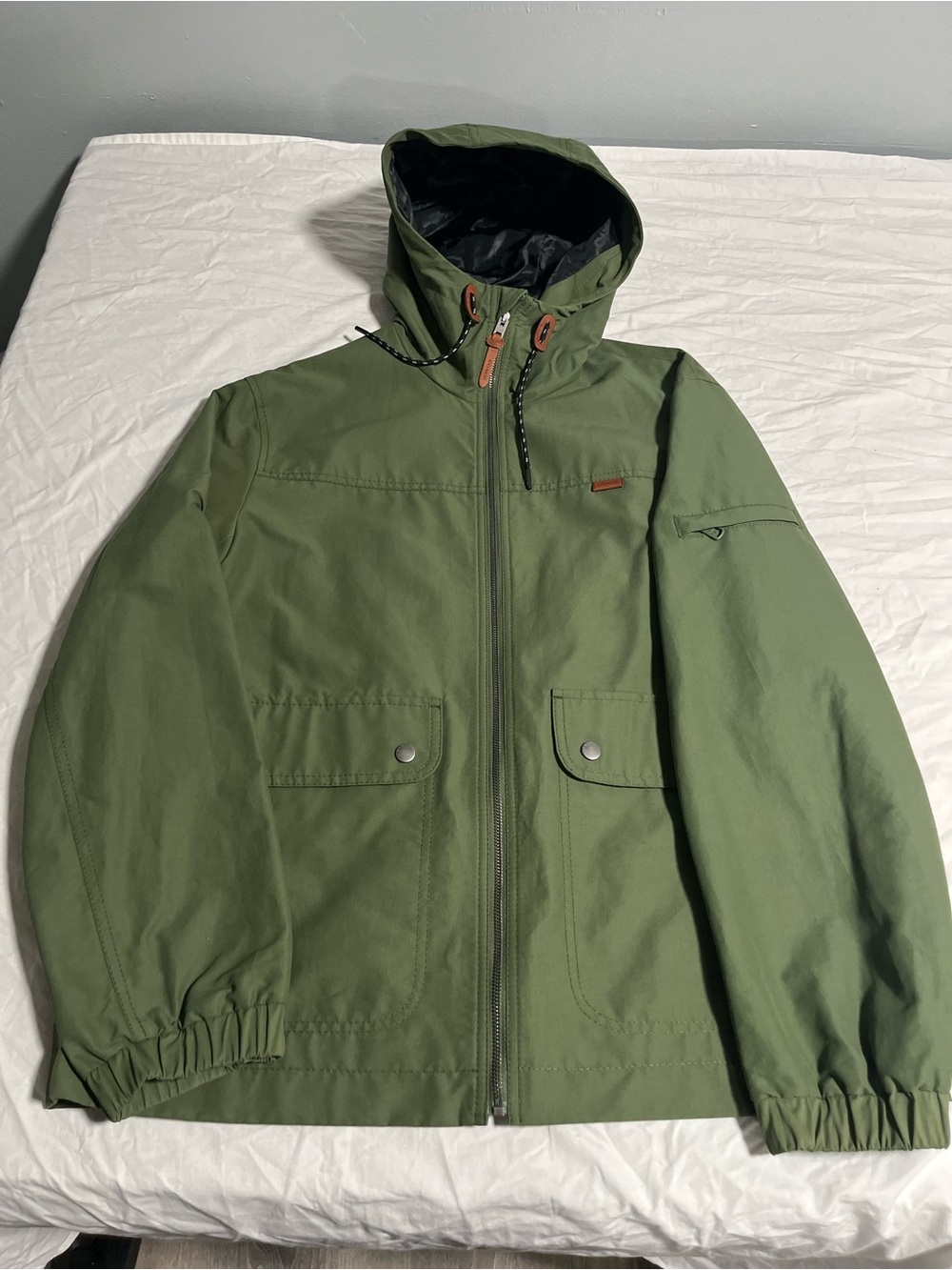 Coach Men's Olive Hooded Rain Jacket - Green